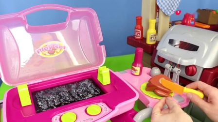 儿童厨房仿真玩具烤箱汉堡榨汁机面包机咖啡机过家家玩具