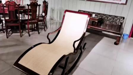 老挝红酸枝躺椅 红木摇椅 仿古懒人椅 济宁王义红木家具馆