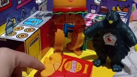 汉堡薯条机器人来了，怪兽来挑战啦！