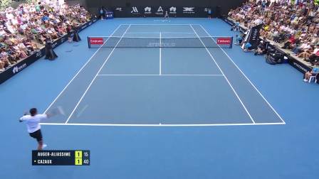 2025ATP250阿德莱德站 男单第二轮 阿利亚西姆VS卡佐 阿利亚西姆强势进攻重击对手，正拍抽斜线极致落点