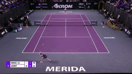 2025WTA500梅里达站 女单第二轮 维基奇VS乔恩特 多拍回合维基奇回球质量不高，乔恩特重击落地高压球