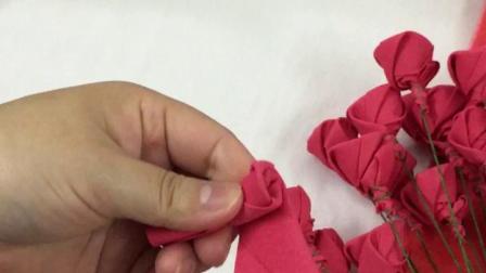 折法视频DIY手工海棉纸玫瑰花制作视频教程