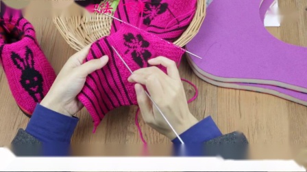 《雅馨绣坊 》编织视频桂花针棉鞋的织法 下集  第45集