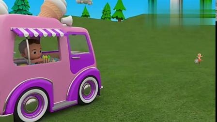 益智动画英语早教，恐龙宝宝到小宝贝的冰淇淋车买冰淇淋吃！