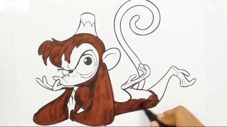 学习颜色与着色书阿拉丁猴子阿布小手着色书