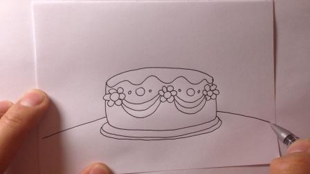 卡通简笔画-生日蛋糕的画法18