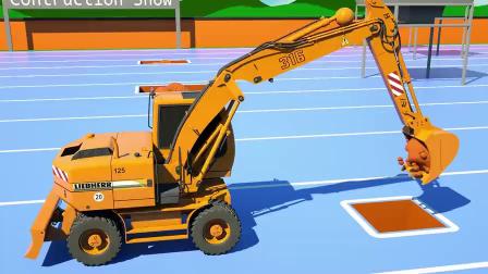 建筑工程车施工表演 挖掘机自卸车推土机搅拌车(1)