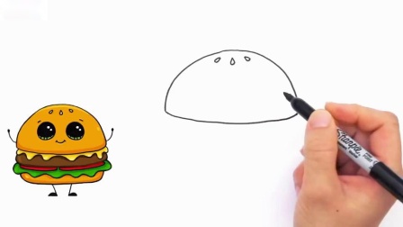 如何画一个卡通汉堡包奶酪汉堡包可爱而简单