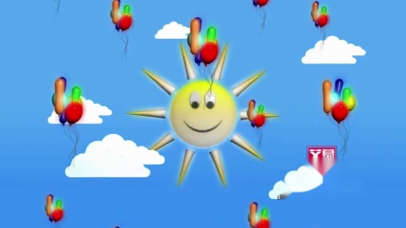 AM21620 卡通太阳气球晚会年会演出 清新卡通太阳云朵 森林草地 阳光白云日出 LED大屏幕视频素材