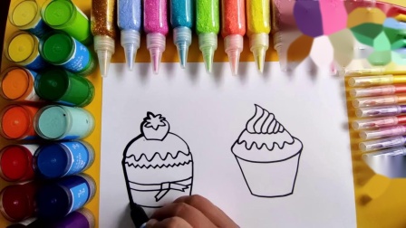 儿童简笔画教学，画两个可爱的小蛋糕，小朋友学习画画.mp4