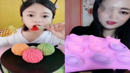 小姐姐直播吃彩色草莓果冻,各种口味任意选,是我童年向往的生活