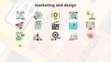 市场营销与设计平面动画图标
