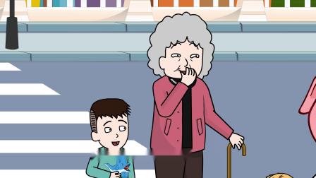 猪屁登搞笑动画：奶奶不遵交规，还笑话屁登和小狗说话，结局奶奶哑口无言