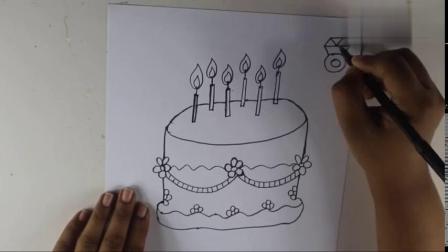 宝宝画画教学，画一个可爱的小蛋糕，1分钟就可以画好！[高清版]