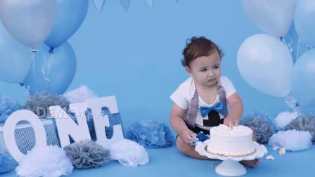 歌曲配乐 d354 超唯美温馨梦幻蓝色气球小孩婴儿宝宝生日快乐生日蛋糕礼物幸福家庭摄影动态视频素材 动态壁纸