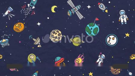 视频素材-卡通手绘太空行星宇宙