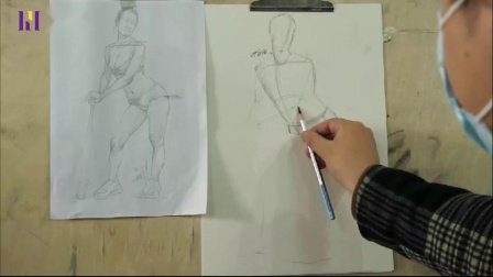 江西美术艺考培训课程：《人物动态：衣纹与人体的关系之五》