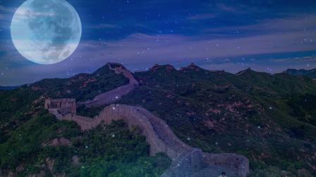 月光下的中国 诗歌朗诵爱国祖国夜晚月亮舞台大屏幕led视频素材