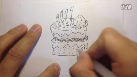 金龙手绘：儿童简笔画---卡通生日蛋糕的画法