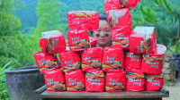 大野蜜探背锅侠：100包方便面里有多少牛肉？一口气吃完，太爽了！