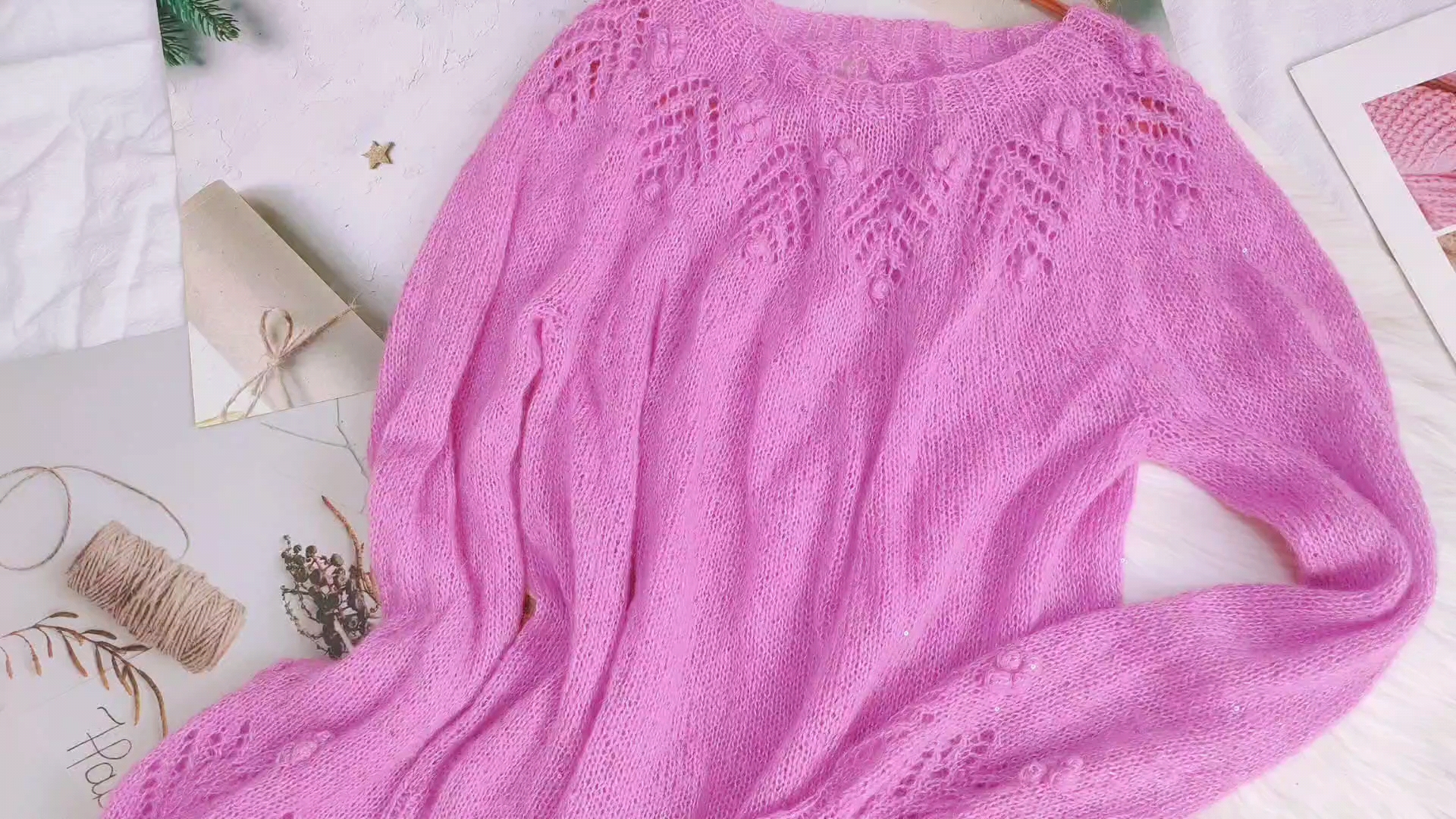 暖阳绒绒第129集手工编织马海毛毛衣编织教程图解和视频