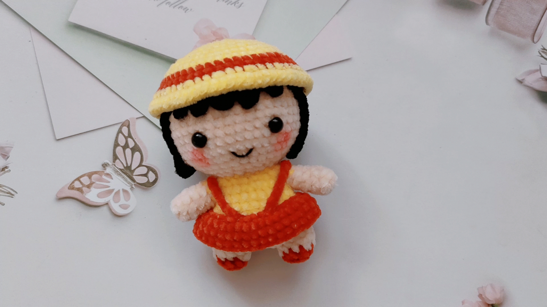 暖阳绒绒第130集手工编织挂件玩偶樱桃小丸子的编织教程图解和视频
