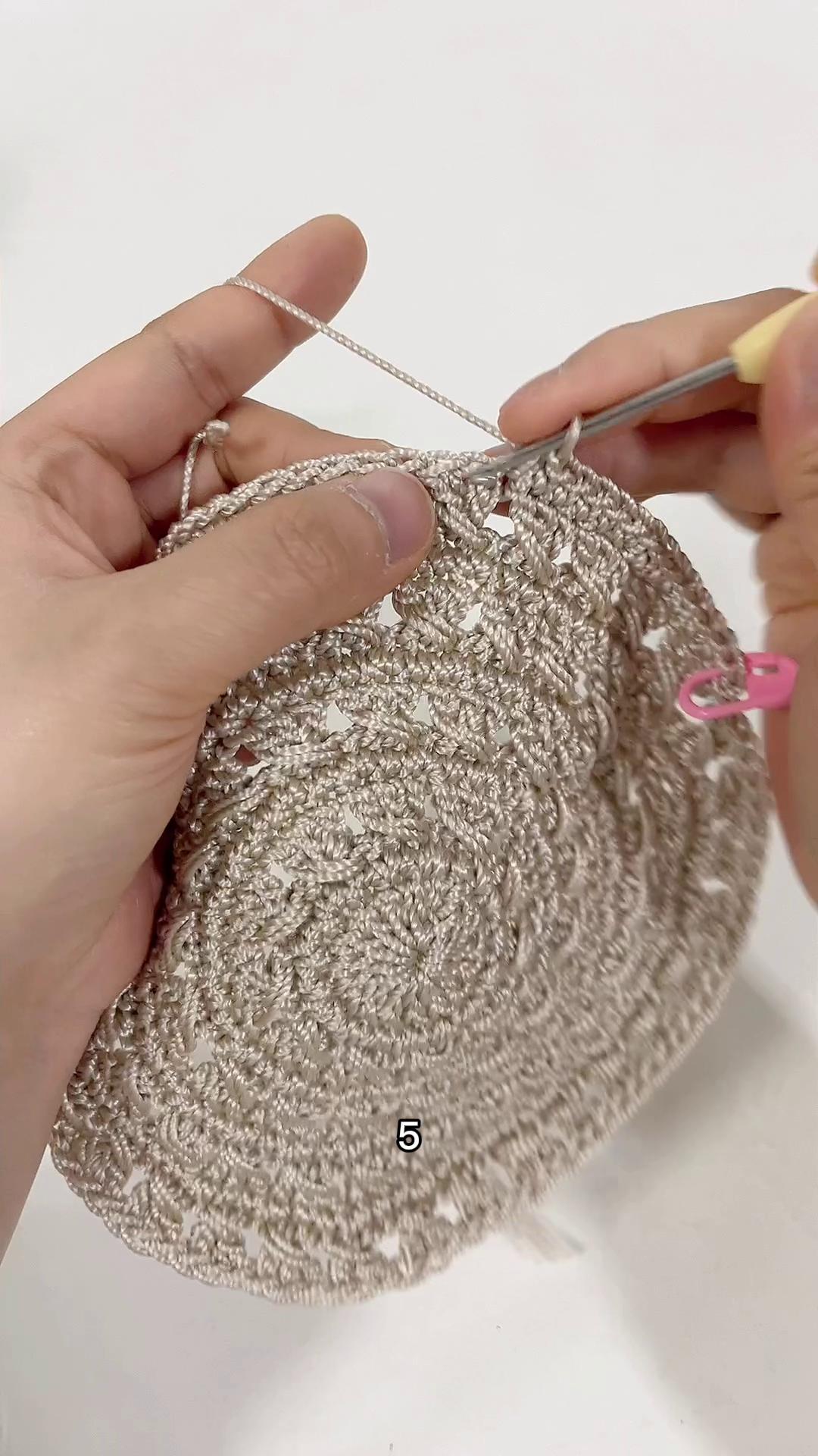 雅馨绣坊手工编织镂空珍珠遮阳帽教程：第三集图解和视频